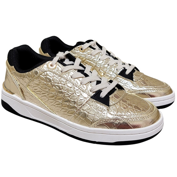 Michael Michael Kors Women Rebel Lace Up Low Top Sneakers Size US 7.5M Pale Gold